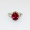 Gemstone Jewelry 8x10mm Oval Cut Created Ruby 925 Silver Silver Cable Ring