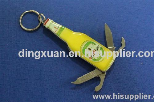 beer bottle shape multi opener knives keychain tools