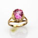 18k Rose Gold Plated Solid 925 Silver Ring with 8x10mm Oval Pink Cubic Zircon and Rhinestone Ring