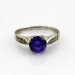 Fashion Jewelry 7mm Round Cut Created Amethyst and Clear Cz Diamodns Ring