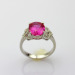 White Gold Plated Sterling Silver with 8x10mm Oval Created Ruby and Clear Cubic Zircon Ring