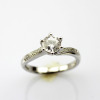 Solid 925 Silver Ring with 6mm Round Cut Rhinestone Engagement Ring