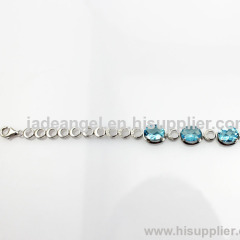 Jade Angel Fashion Jewelry Created Blue Topaz Cubic Zircon 925 Silver Link Chain Bracelet