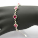 Sterling Silver Link Bracelet with 5x7mm Created Ruby Stones