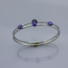 925 Sterling Silver Cuff Bracelet with Amethyst Cubic Zircon