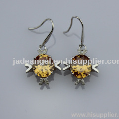 Sterling Silver Jewelry 925 Silver Citrine Cubic Zircon Earrings Jewelry