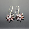 New style silver jewelry garnet cubic zircon flower earrings