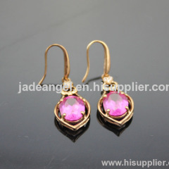 18 Rose Gold Plated Jewelry Sterling Silver Pink Cubic Zircon Earrings