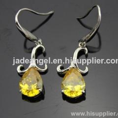 Fashion Silver Jewelry Solid Silver Earring with Yellow Cubic Zircon