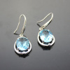 925 Sterling Silver Blue Topaz Cubic Zircon Earrings ,Fashion Silver Earrings