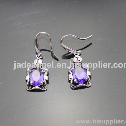 sterling silver jewelry ,925 silver amethyst cubic zircon earrings