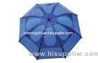 Windproof Double Canopy Golf Umbrella , Blue Double Canopy Manual Open