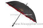 Fabric Windproof Golf Umbrella , Balck / Red Two Layers For Women
