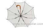 White Custom Printed Umbrellas , Wood Stick Personalized Umbrella