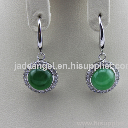 925 Silver Jewelry Sterling silver Green Jade Dangle Earrings Jewelry