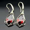 925 Silver Earring ,Created Garnet Cubic Zircon Dangle Earrings