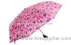 21 Inch Lady Automatic Folding Umbrella , Pink Custom Printed Umbrella