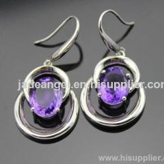 925 silver jewelry,amethyst cubic zircon earrings