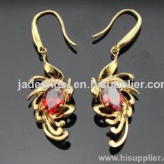 Gold Plated Silver Jewelry ,925 Silver Garnet Cubic Zircon Earrings