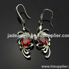 925 Silver Garnet Cubic Zircon Earrings,Fashion Silver Jewelry