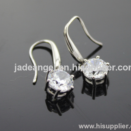 silver jewelry, 925 silver earring with clear cubic zircon Jewelry