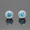 gemstone earrings blue cubic zircon stud sterling silver earrings