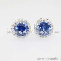 925 sterling silver earring blue topaz cubic zircon stud earrings