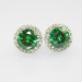 Solid 925 Silver Eearrings Jewelry Round Cut Created Emerald and CZ Diamonds Stud Earrings