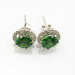 Solid 925 Silver Eearrings Jewelry Round Cut Created Emerald and CZ Diamonds Stud Earrings