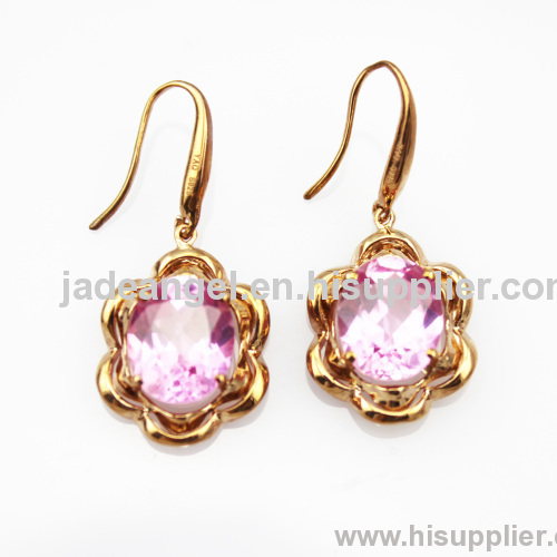 18K Rose Gold Jewelry Sterling Silver with Rose Cubic Zircon Earrings