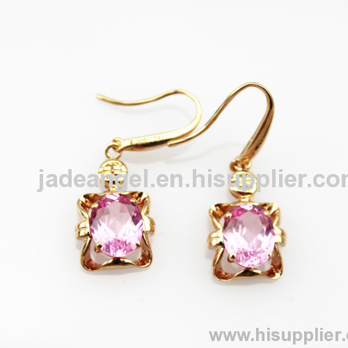 18K Rose Gold Jewelry 925 Silver Earring with Pink Cubic Zircon