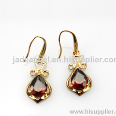 18K Gold Plated Silver Jewelry Created Garnet Silver Earrings