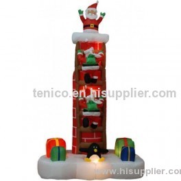 7 Foot Animated Inflatable Santa Claus Climbing & Popping Out of Chimney