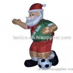 8 Foot Inflatable Santa Claus Playing Soccer