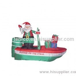8 Foot Long Inflatable Santa Claus on a Fishing Boat