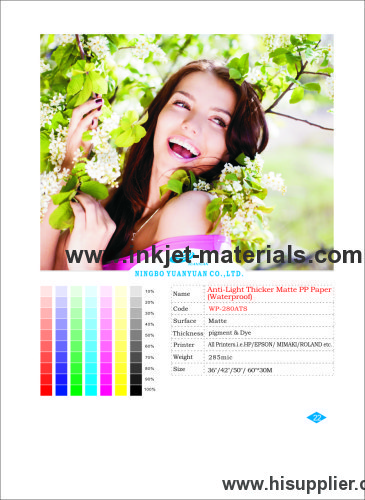 Thicker Waterproof Anti-light Matte PP Paper