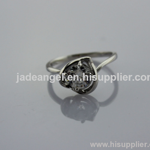 925 sterling silver ring,clear cubic zircon hear silver ring