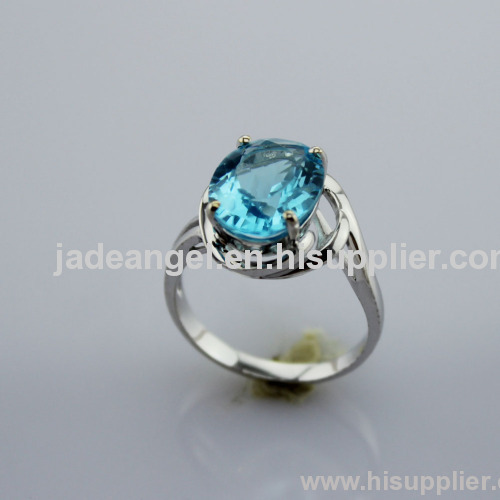 925 Silver Jewelry ,Fashion Sterling Silver Blue Topaz Cubic Zircon Ring