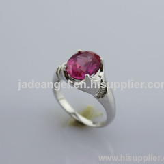 925 Silver Jewelry Oval Cut Created Ruby Ring,Fashion Gemstone Ring