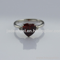 sterling silver jewelry 925 silver heart garnet ring
