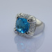 designer jewelry 925 sterling silver blue topaz and clear cubic zircon ring