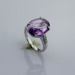 925 Sterling Silver Jewelry Oval Dome Cut Created Amethyst Cubic Zircon Ring