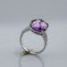 925 Sterling Silver Jewelry Oval Dome Cut Created Amethyst Cubic Zircon Ring