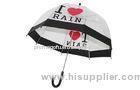 23 Inch Clear PVC Umbrella , I Love Rain Mushroon Transparent