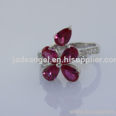 925 Sterling Silver Jewelry Created Ruby Cubic Zricon Ring