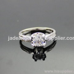 Solid Sterling Silver Clear Cubic Zircon Diamonds Engagement Ring