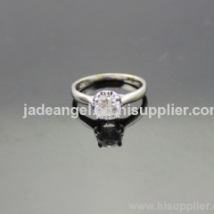 Fashion 925 Silver Ring Clear Cubic Zircon Diamonds Engagement Ring