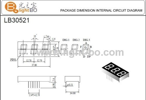 Affichage numérique à LED ultra brillant à 3 chiffres et 7 segments de 0,52" à anode commune