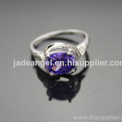 925 Sterling Silver Amethyst Cubic Zircon Ring ,Gemstone Silver Jewelry