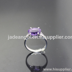 Fine Jewelry 925 Sterling Silver Created Amethyst and Cubic Zircon Ring